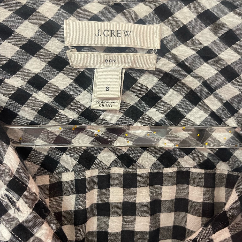 J. Crew Boy's Black and White Plaid Shirt